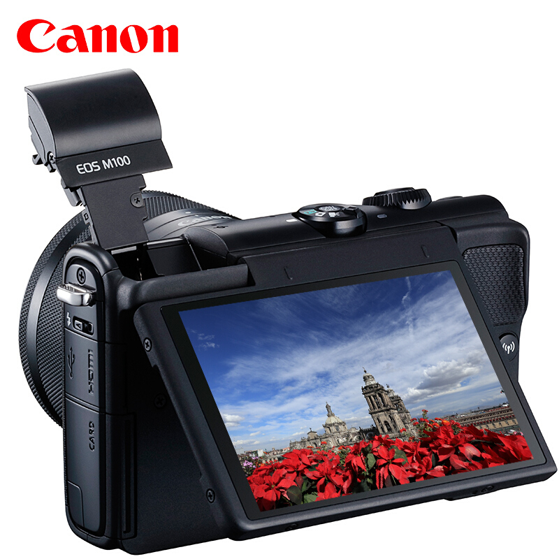 自营佳能（Canon）EOS M100 （15-45）微单单镜头照相机（32G+相机包）