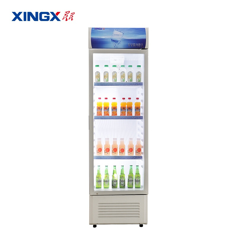 星星（XINGX） 236升 立式玻璃门冷柜 饮料陈列柜 商用冷藏电冰箱（银灰色） LSC-236C